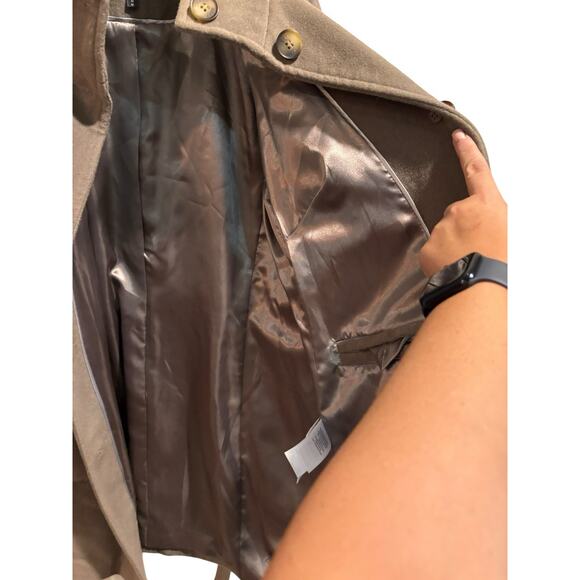 DKNY Womens Wool Blend Peacoat Trench Coat Brown/Green Size Medium - Picture 7 of 14